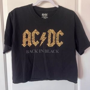 AC/DC Animal Print Back in Black, Black and Gold Graphic Band Tee